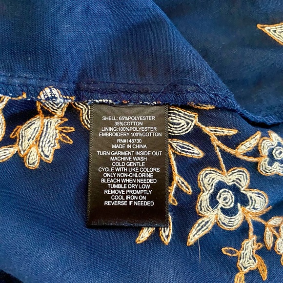 ECI New York Navy Blue Summer Dress with Floral Embroidery - Picture 6 of 6